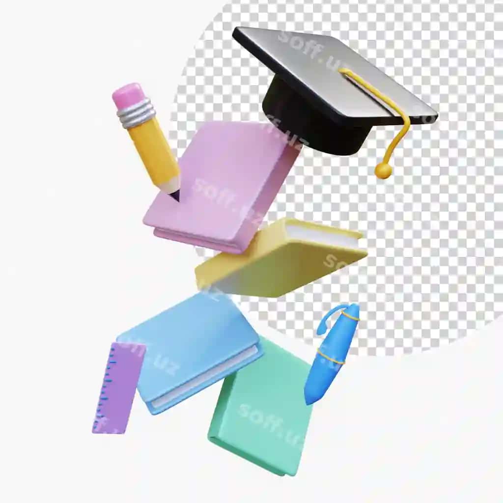 Ta'lim konsepsiya dizaynli daftarlar bitirish bobosi ruchka qalam chizgich | Education concept design notebooks graduation hat pen pencil ruler