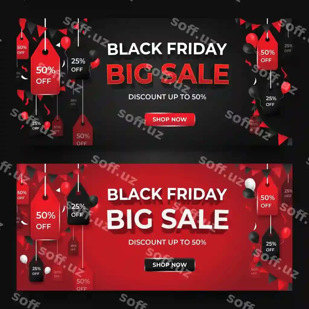 Black Friday katta aktsiya veb baner shabloni | Black friday big sale web banner template
