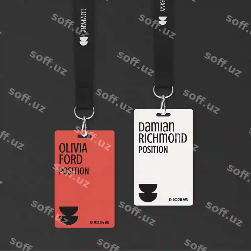 Lanyard kartochka namunalari xodimlar identifikatsiya kartochkalari dizayni psd | Lanyard card mockups staff id card design psd