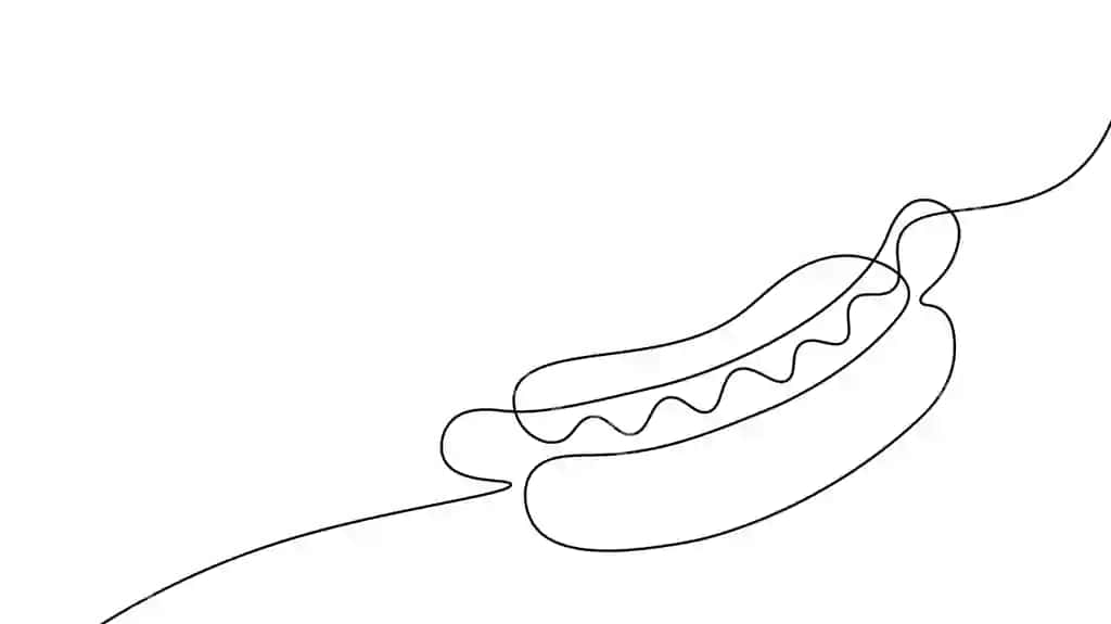 Bitta chiziq davomiy hot-dog fast-food ramz kontseptsiya silueti | One line continuous hot dog fast food symbol concept silhouette