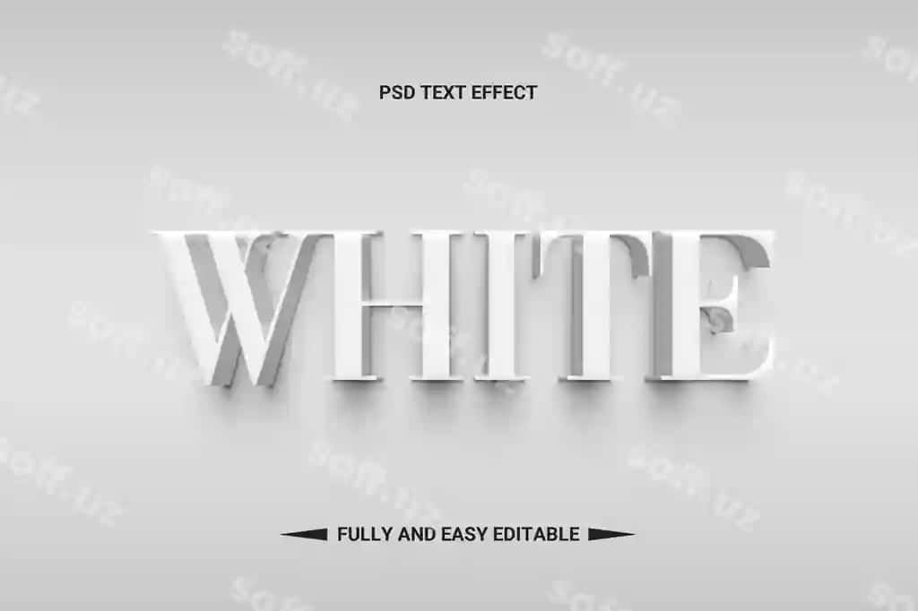 Oq 3D matn effekti | White 3d text effect