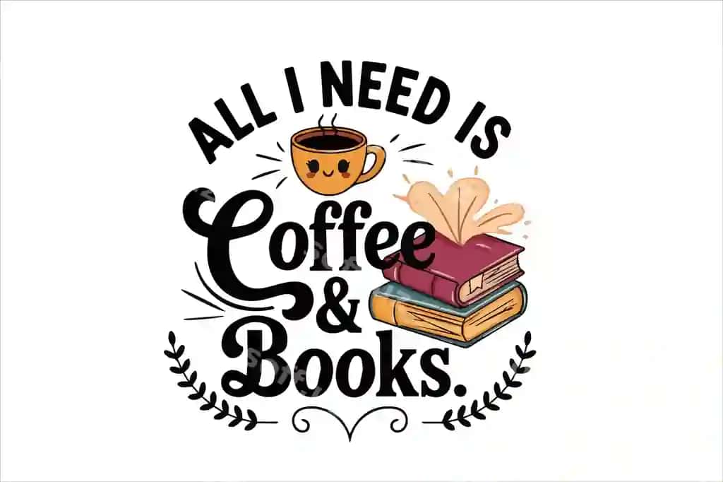 Kofe kitoblar sevuvchilar futbolkalar san'ati | Coffee books lovers tshirt art