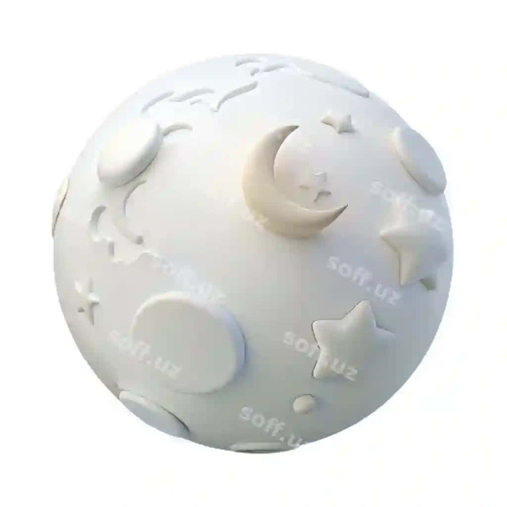 Oq doira narsa hilol yulduz dizayni bilan u | White round object with moon star design it