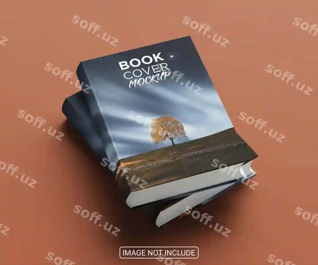 Yuqori ko'rinishdagi haqiqiy kitob qismi qismi yorqin qizil fonda mockup | Side view realistic book hardcover mockup light red background