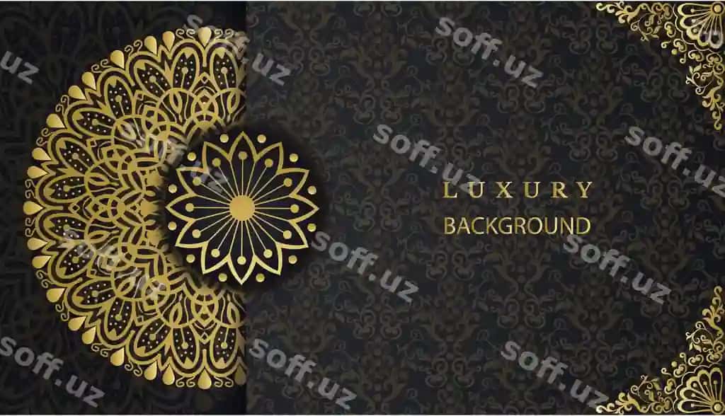 Ijodiy boylik bezatma mandala dizaynli oltin rangli fon | Creative luxury ornamental mandala design background gold color