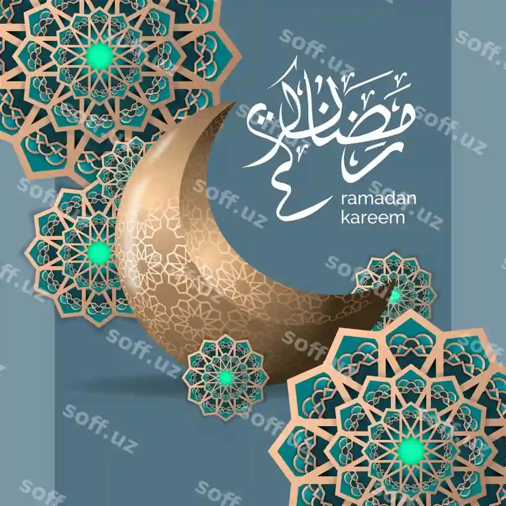 Qadrli Islomiy Ramazon Salom Illustratsiyasi Shabloni | Luxury islamic ramadan greeting illustration template