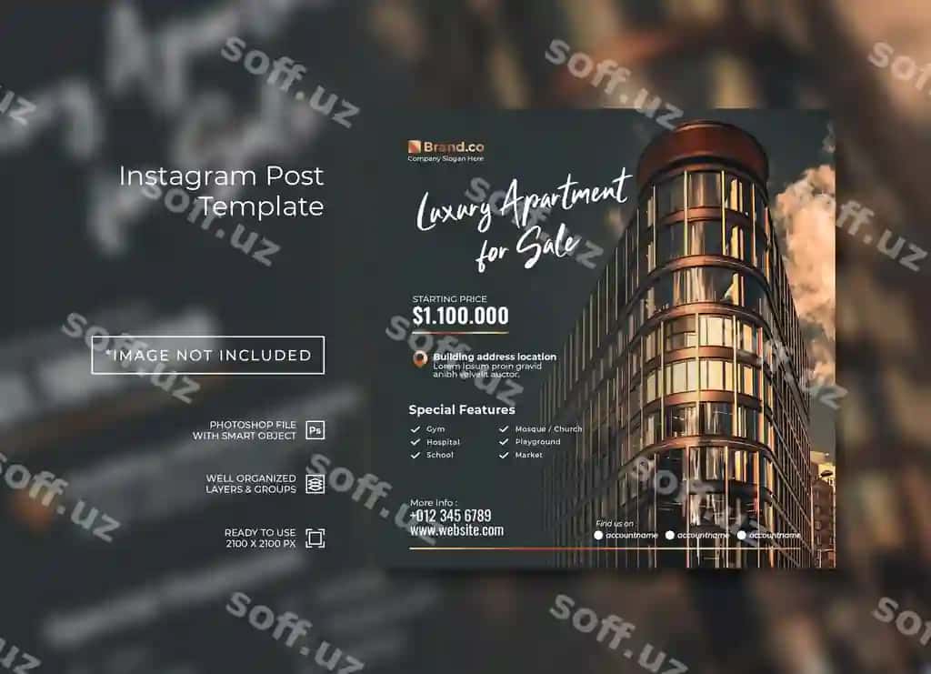 Lukx kvartira mulk sotuv Instagram post | Luxury apartment real estate sale instagram post