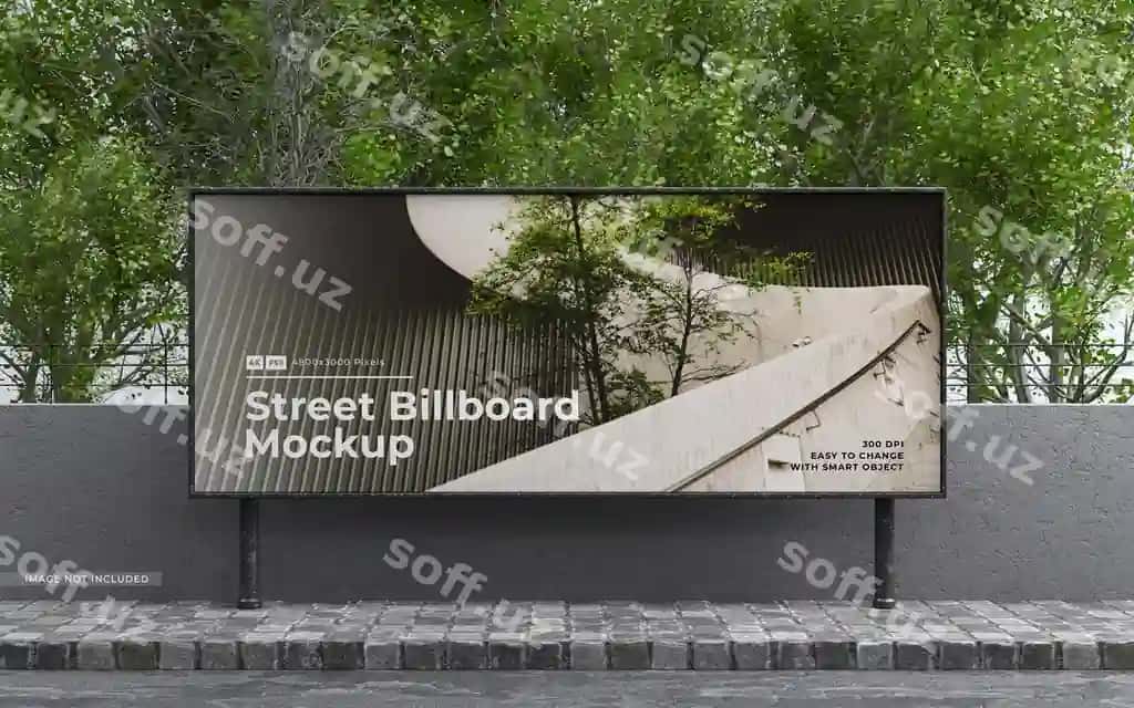 Ko'cha billboardi namunasi yashil mavzular | Street billboard mockup green themes