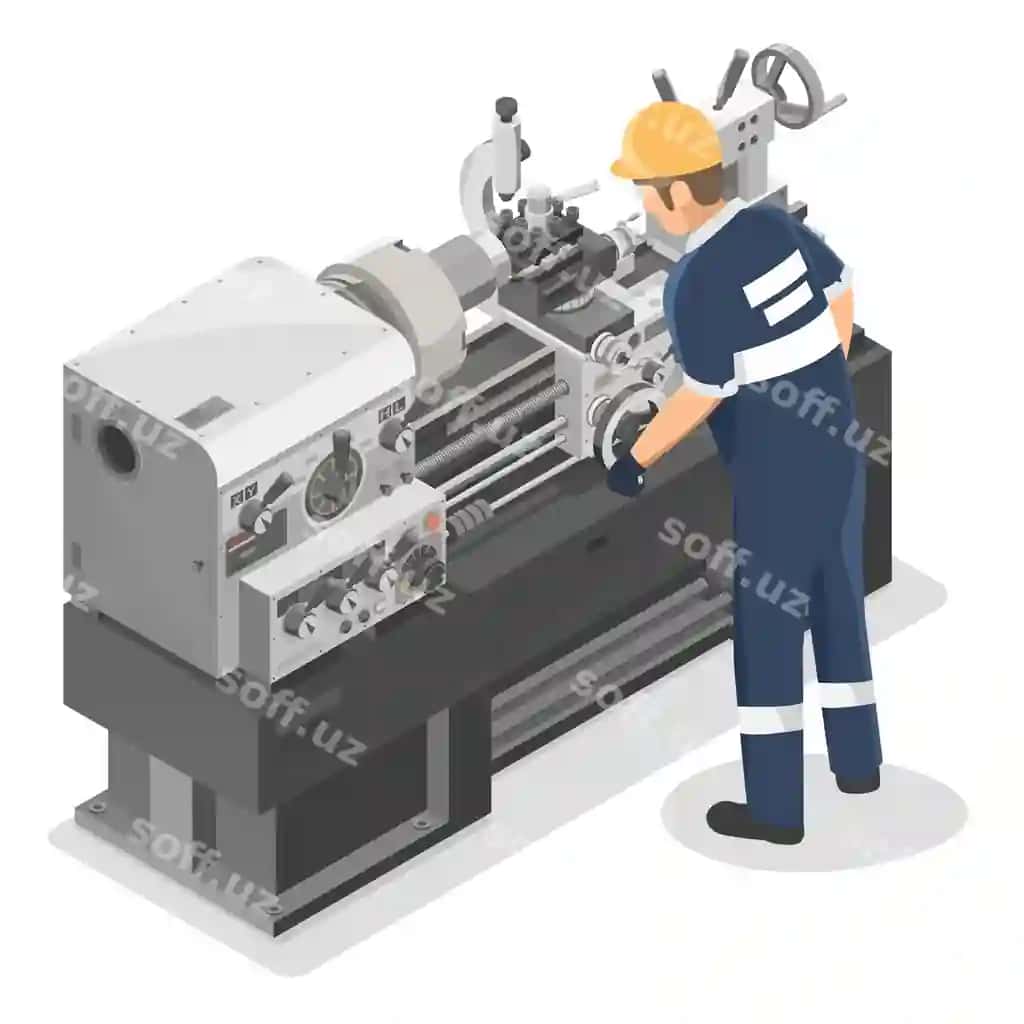 Tehnik ishlaydi ogʻir metal shpunkt mashinasi sanoat metal ishlovchisi | Technician work heavy duty metal lathe machine metalworker industrial