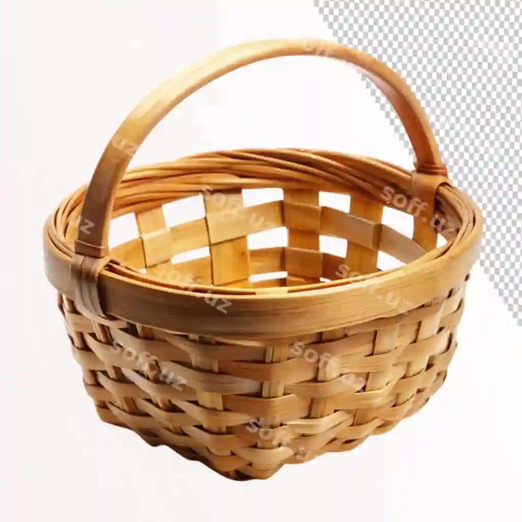 Yong'liq savat shaffof orqa fonda | Wooden basket transparent background