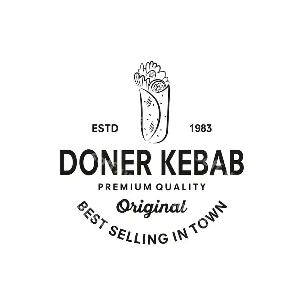 Doner kabob vintage logotipi shablonining illyustratsiyasi dizayni | Doner kebab vintage logo template illustration design