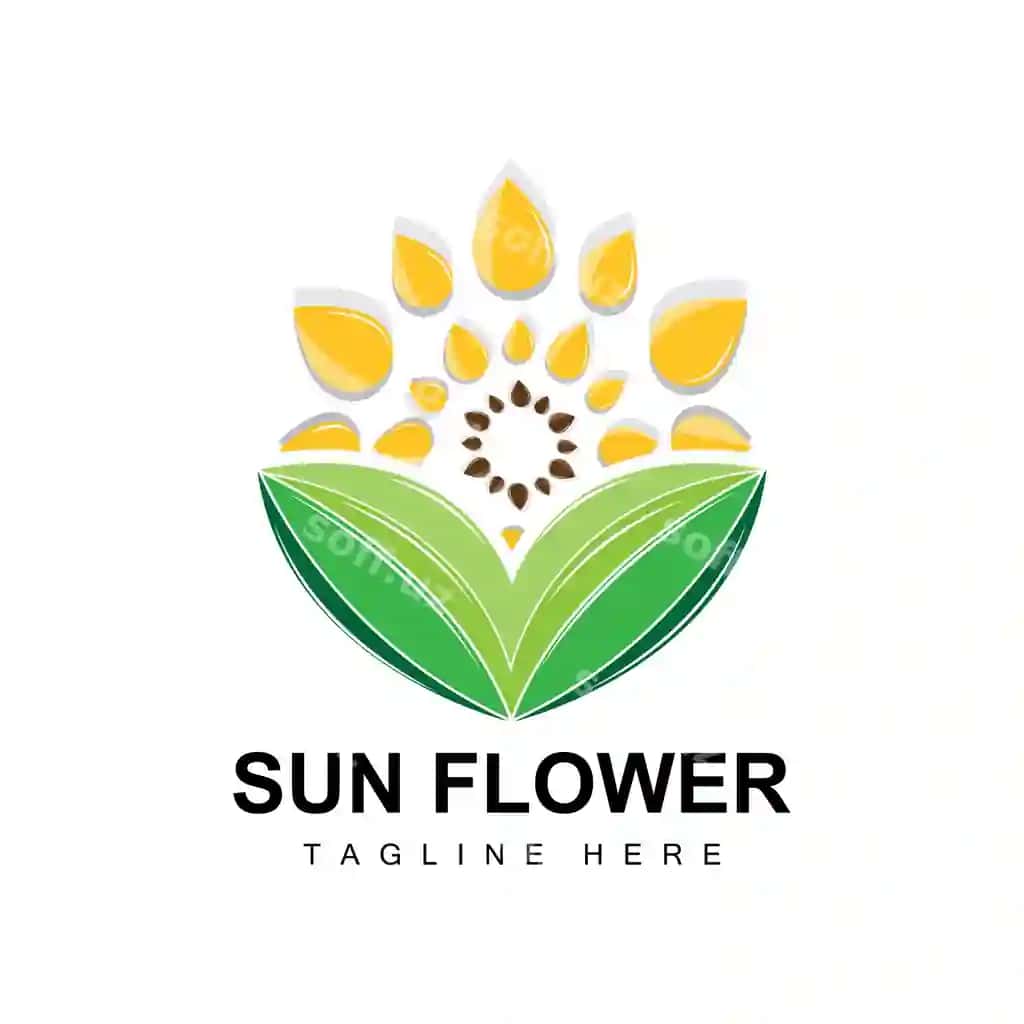 Qurdiu logotip dizayni bezatuvchi bog' o'simlik ikonka vektor | Sunflower logo design ornamental plant garden plant icon vector