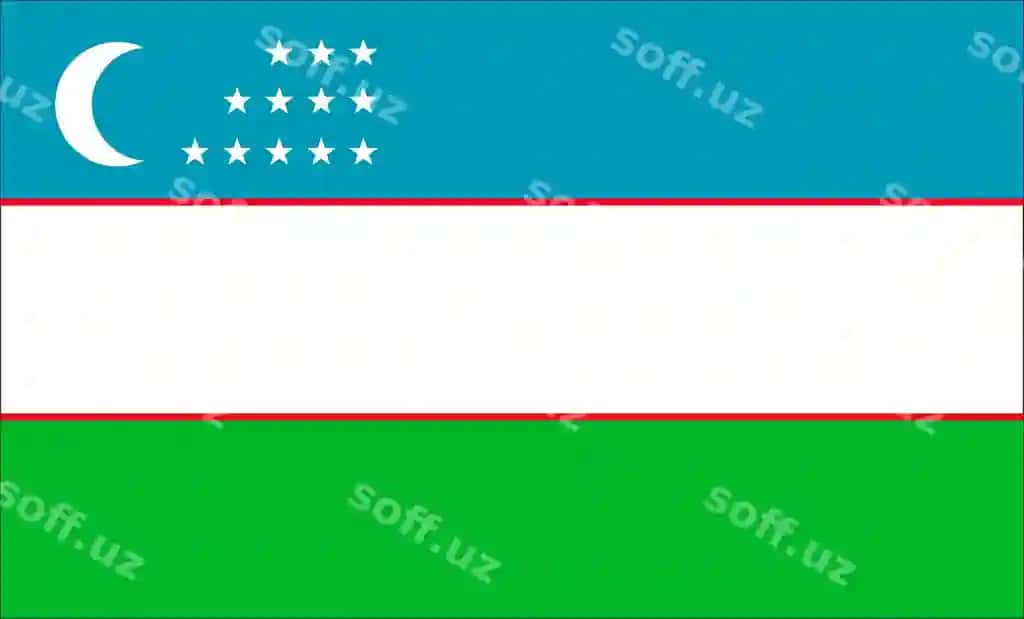 O'zbekiston millat bayrog'i rasmiy ranglari bilan | National flag uzbekistan with official colors