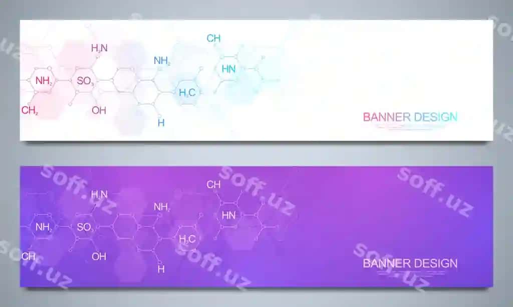 Banerlar shablon sarlavhalari sayt abstrakt kimyo fon bilan | Banners template headers site with abstract chemistry background
