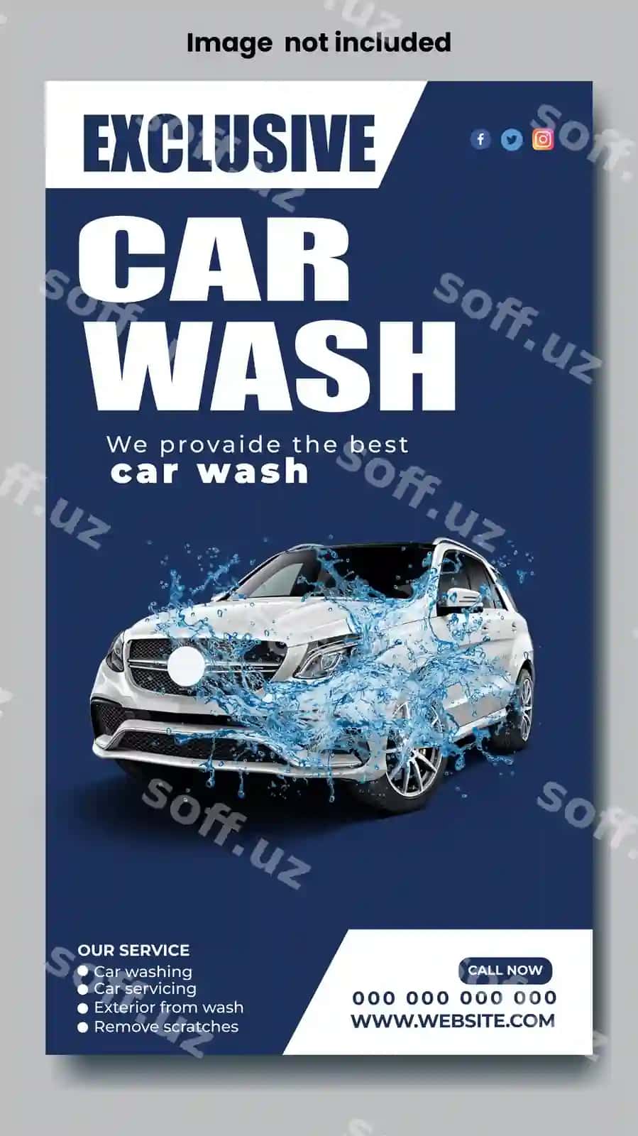 Jozibador mashina yuvish Instagram story shablon dizayni | Luring car wash instagram story template design