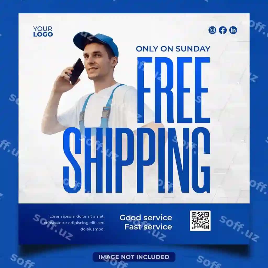 Onlayn yetkazib berish poster shabloni | Online delivery poster template