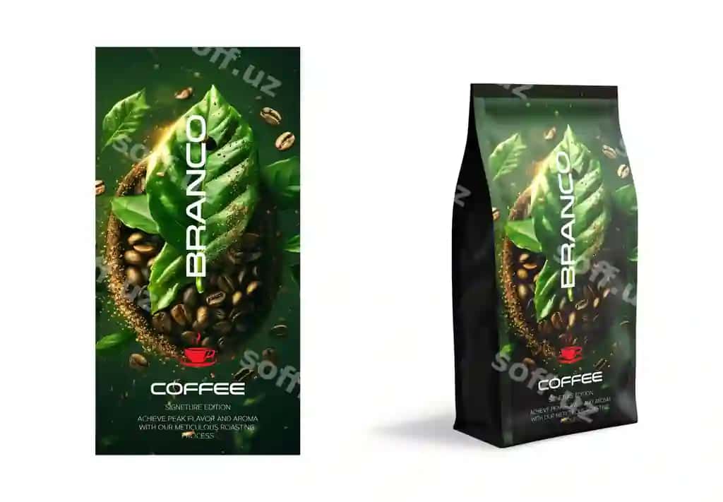Premium qahvo qadoqlash dizayni tahrir qiluvchi eps | Premium coffee packaging design editable eps