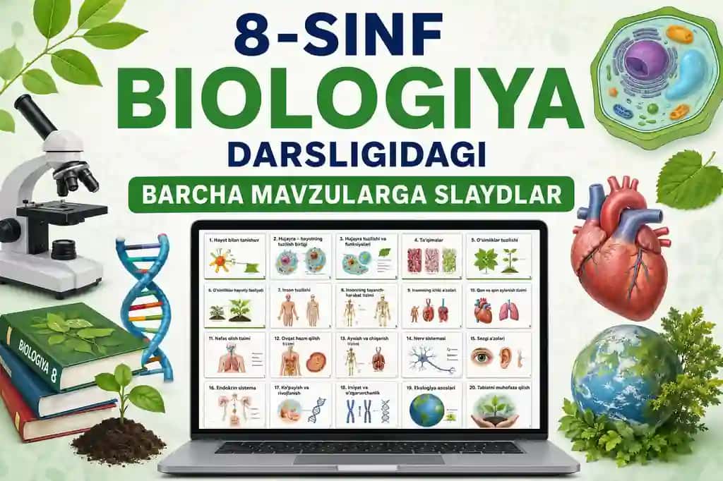 8-sinf biologiya darsligidagi barcha mavzularga slaydlar