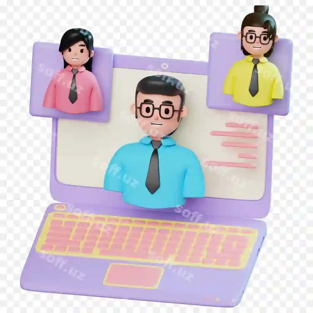 Kompyuter ekrani erkak ayol 3d biznes chat deyuvchi | Computer screen with man woman it that says chat it 3d business