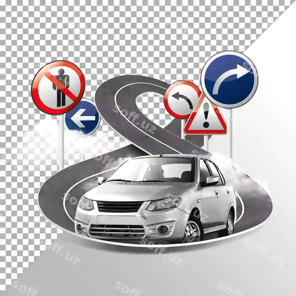 Belgi, mashina belgilari o'ng tomonga yo'naltirilgan o'yilashlar bilan deyadi. | Sign that says car signs with arrows pointing right