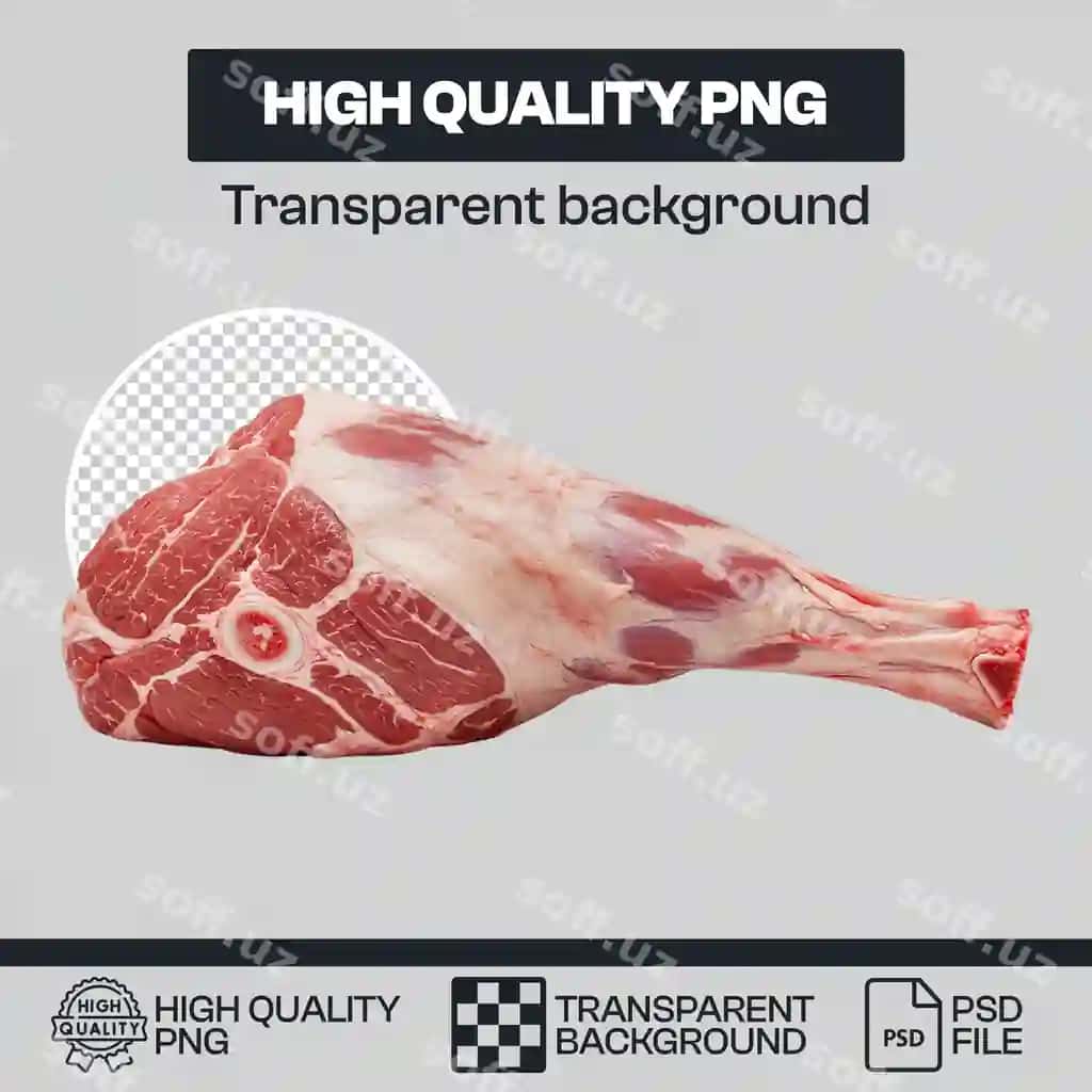Ham qo'y o'ti shaffof orqa fonda oshxona maqsadlari uchun | Raw lamb leg with transparent background culinary use