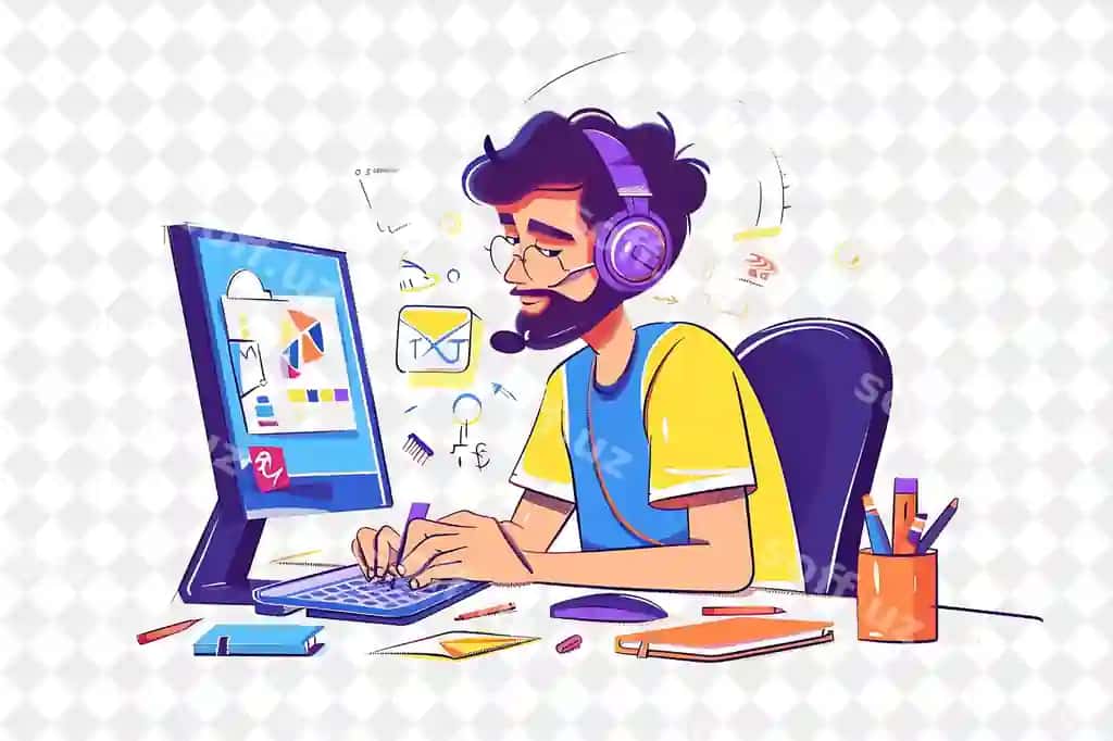 O'yinchoq animatorm shaxslar chizish animatsiya karyunasi png formatda odamlar | Playful animator with characters drawing animating carto png people