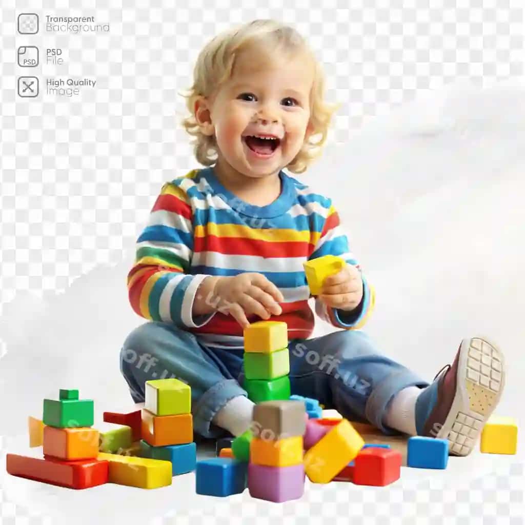 Baxtli chaqaloq rangli qurilish bloklari bilan o'yin oynayotgan | Happy toddler playing with colorful building blocks