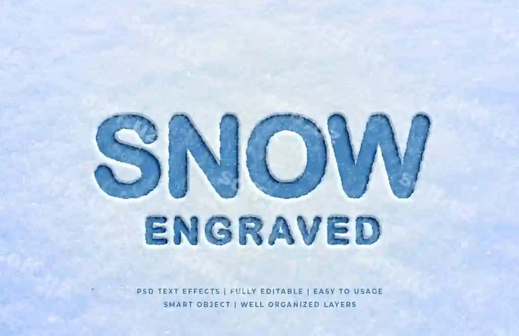 Qor oynatilgan uch oʻlchovli matn uslubi effekti | Snow engraved 3d text style effect