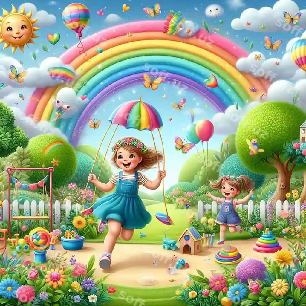 Illustratsiya gulching yuzlar bolalar Bolalar kuni bayram qutiyotgan | Illuystration smiling faces children celebrating childrens day