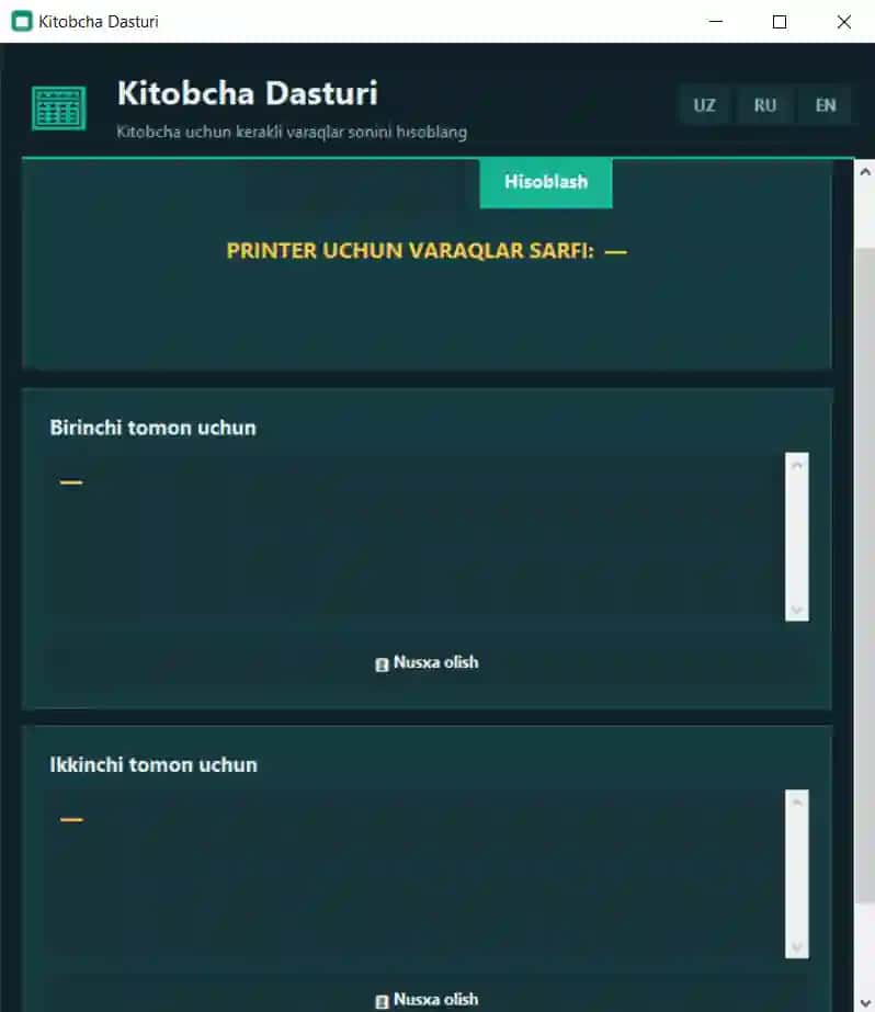 KITOBCHA CHIQARISH PROGRAMMASI