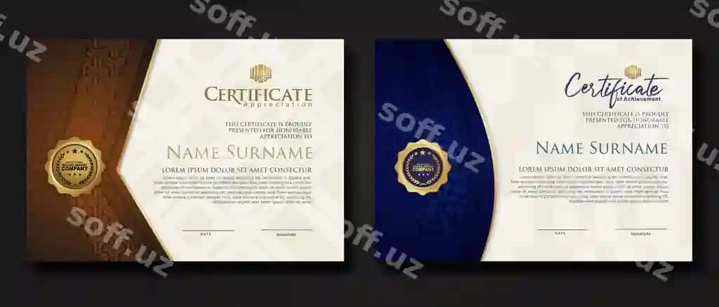 Sertifikat muvaffaqiyat baholash chegara shabloni | Certificate achievement appreciation border template