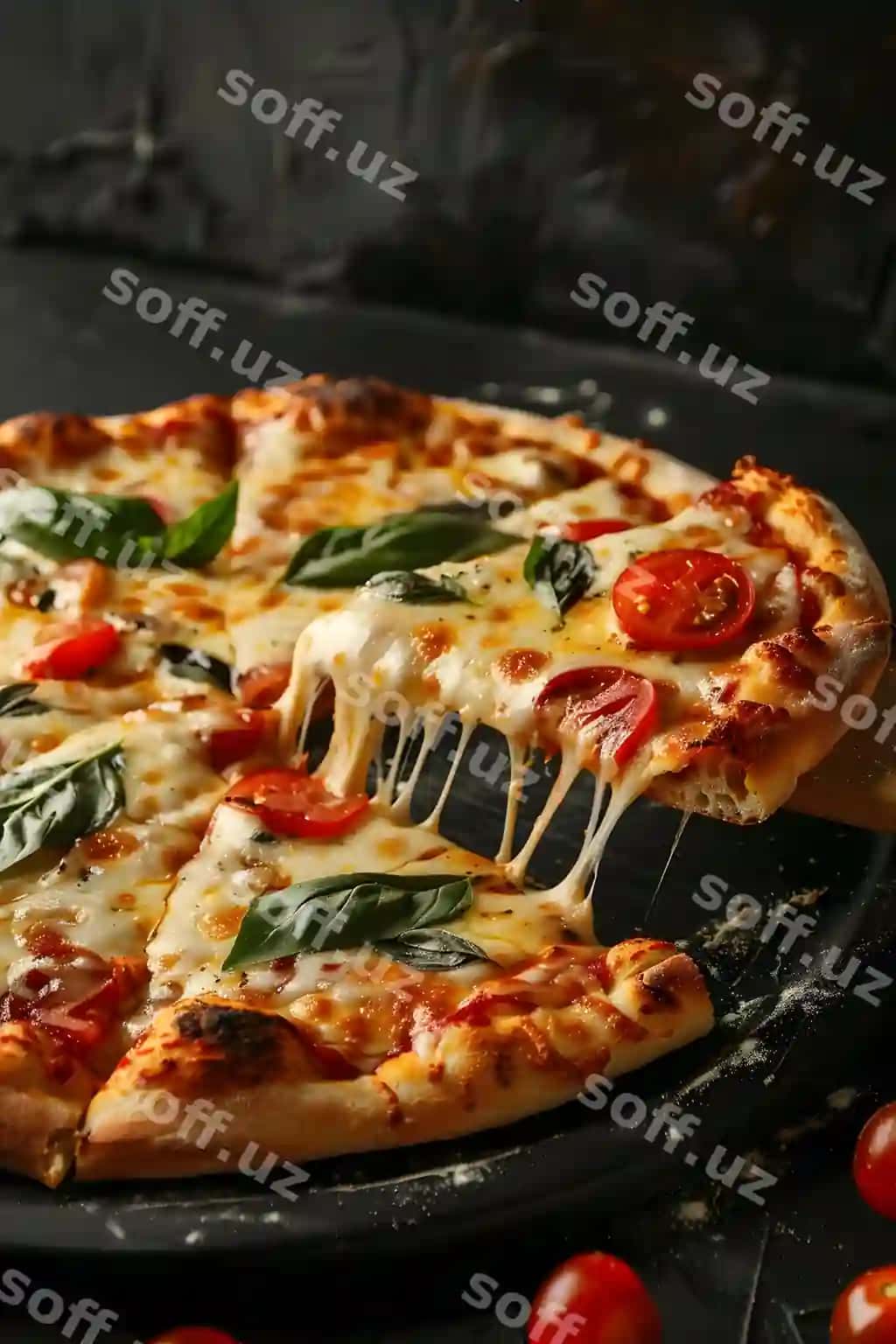 Pitsa kessasiz tava | Pizza with slice missing from it is pan