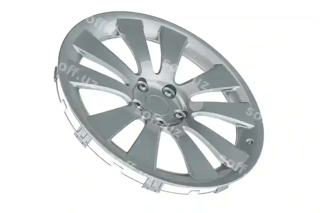 G'ildirak qo'pi metalik kumrush hubkap 3d rendering ajraltirilgan shaffof | Wheel cover metallic silver hubcap 3d rendering isolated transparent