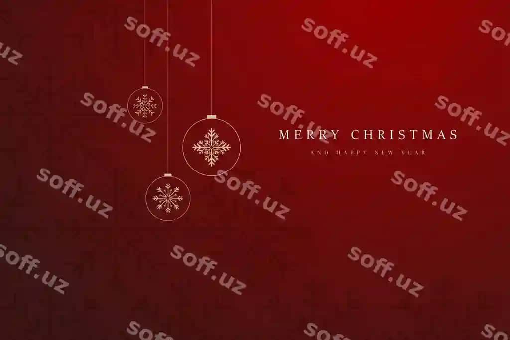 Qizil chrismen banner dizayni qorong'i qor bobolari gradienti qizil fond bilan | Red christmas banner design with dark snowflakes gradient red background
