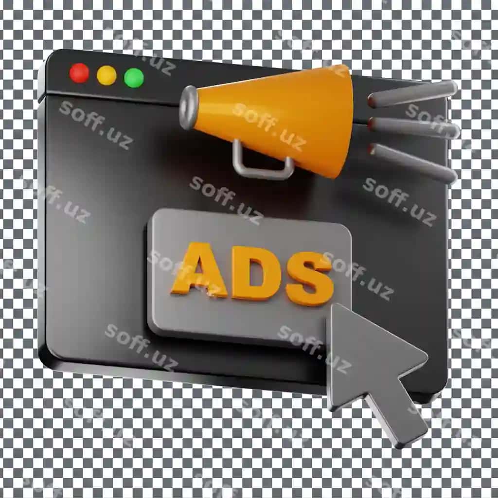 Psd 3d reklamalr ikonka ajratilgan shaffof orqa fonda | Psd 3d ads icon isolated transparent background