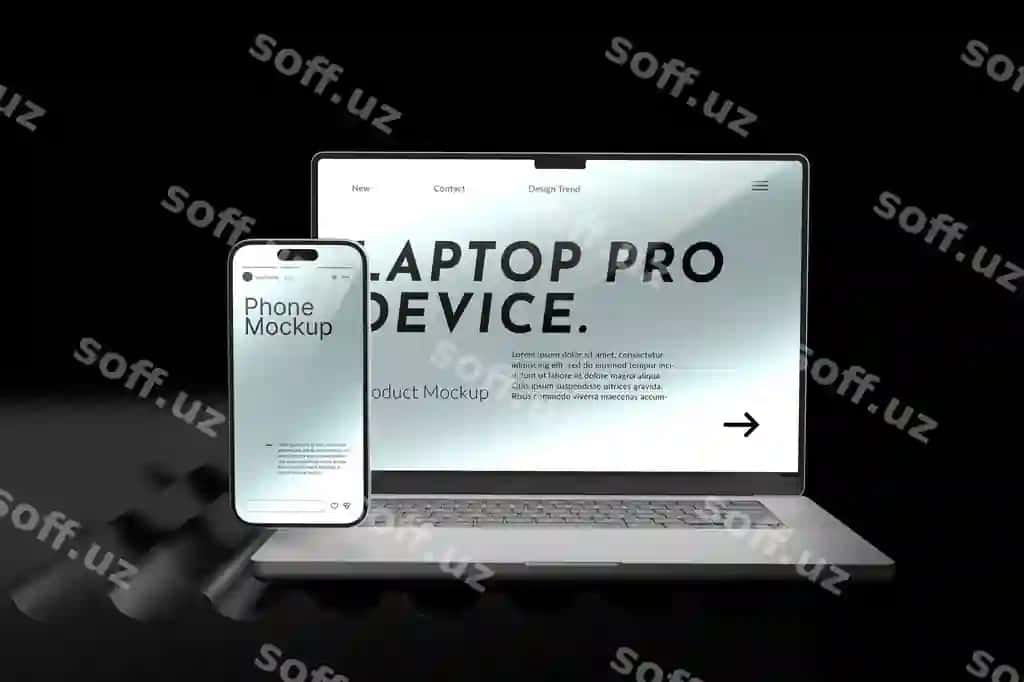 Noutbuk telefon qurilma mockup | Laptop phone device mockup