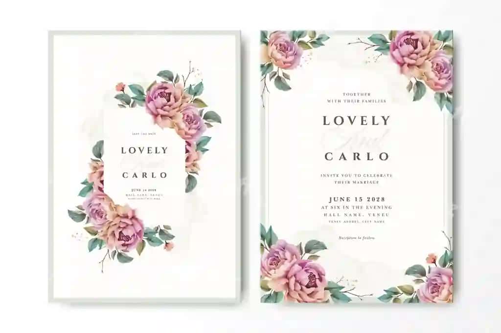 Chiroyli turmali taklifnoma gulli dizaylli | Elegant wedding invitation with floral design