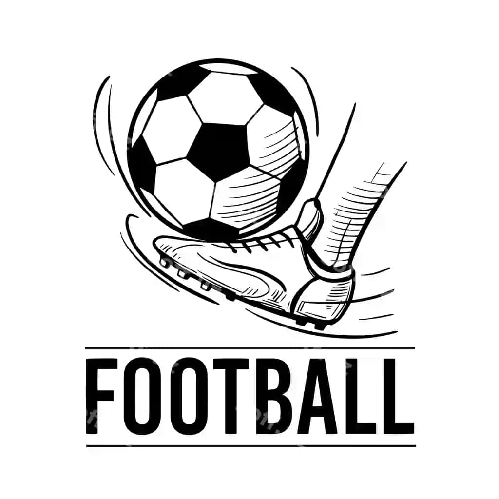 Futbol logotipi, oyoq to'pni tirkitadi, vektor illustratsiyasi | Football logo boot kicks ball vector illustration