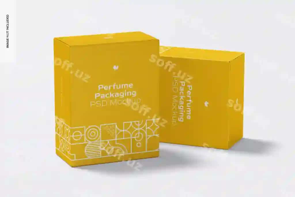 Parfyum qadoqlash namunasi old ko'rinish | Perfume packaging mockup front view