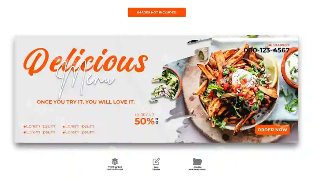 Mazali ovqat baneri ijtimoiy tarmoqlar dizayni | Delicious food banner socail media design