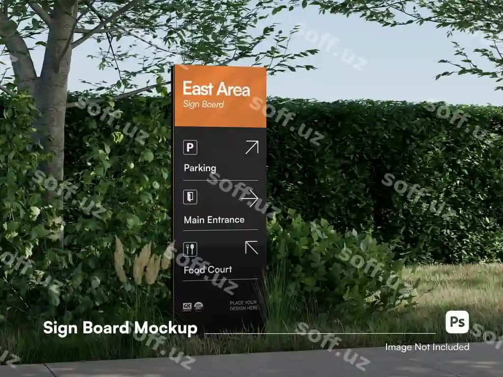 3D belgi doskasi maydoni namunasi haqiqiy fonda | 3d sign board area mockup with realistic background