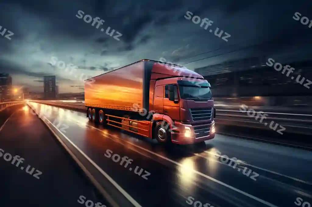 Generativ sunʼiy intellekt yuk avtomobili koʻchada tez yuguradi | Generative ai truck speeding down street