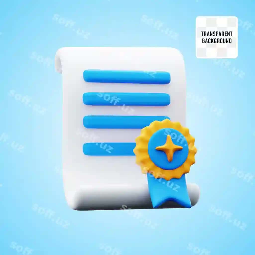 Muvaffaqiyat guvohnomasi qog'oz hujjat o't medaldir kirasiga ega 3D | Achievement certificate paper document with gold medal emblem 3d