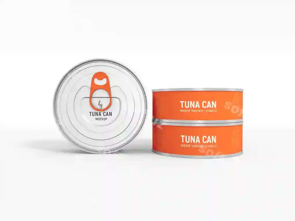 Metal tuna baliq banka pakyavka modeli | Metal tuna fish can packaging mockup