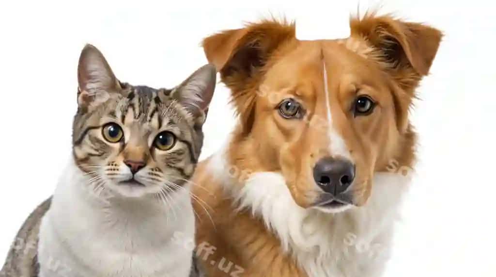 Mushuk it birgalikda portret do'stlik | Cat dog together portrait friendship
