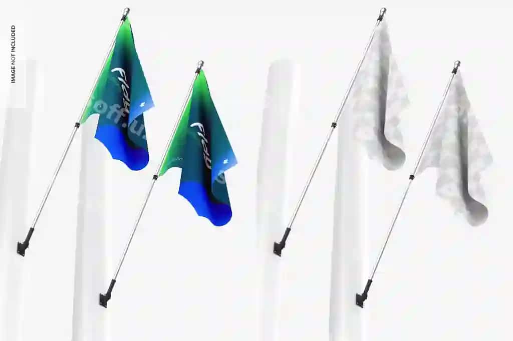 Bayrak namunasi pastki burchakdan ko'rinish | Flag mockup low angle view