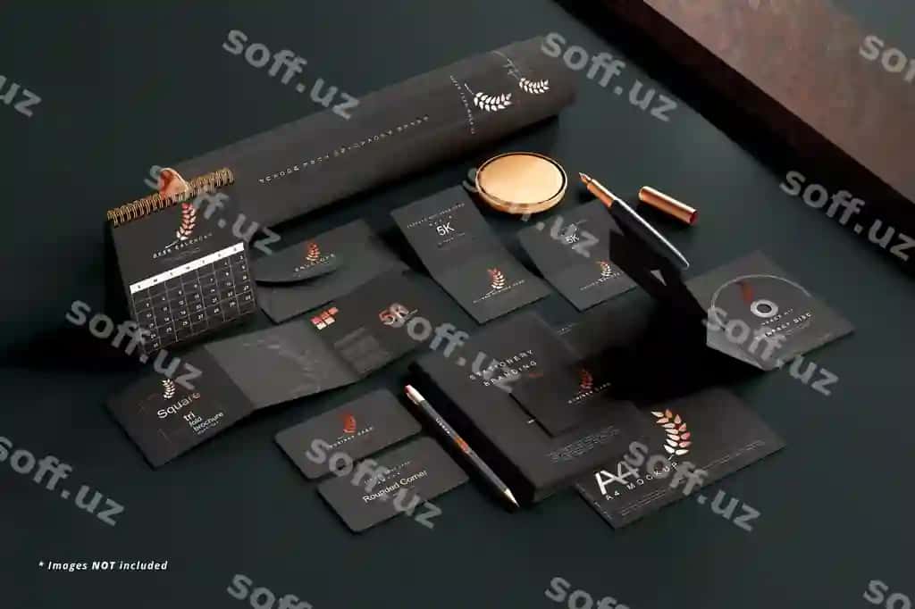 Qozon buyumlari brendli mockup sahna | Stationery branding mockup scene