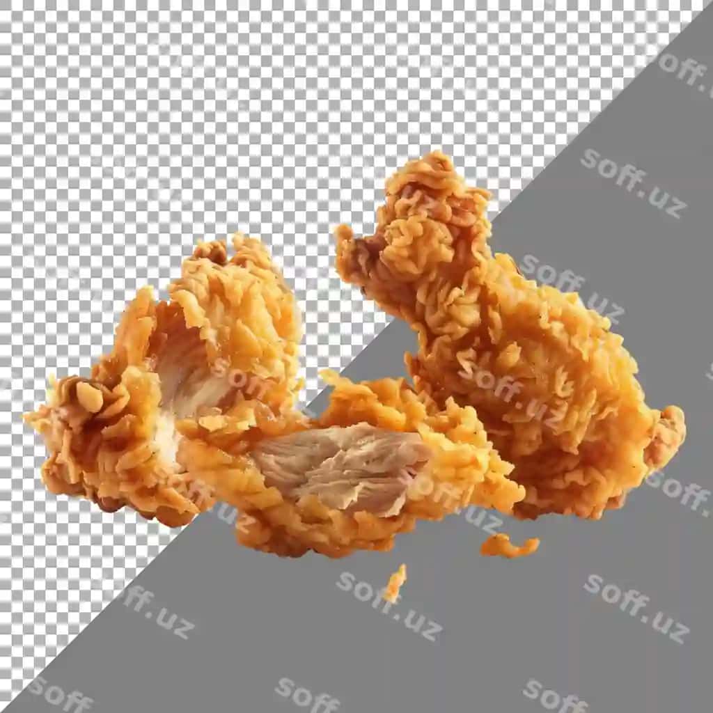 Qovurilgan tovuq bo'laklari shaffof fon | Fried chicken pieces transparent background