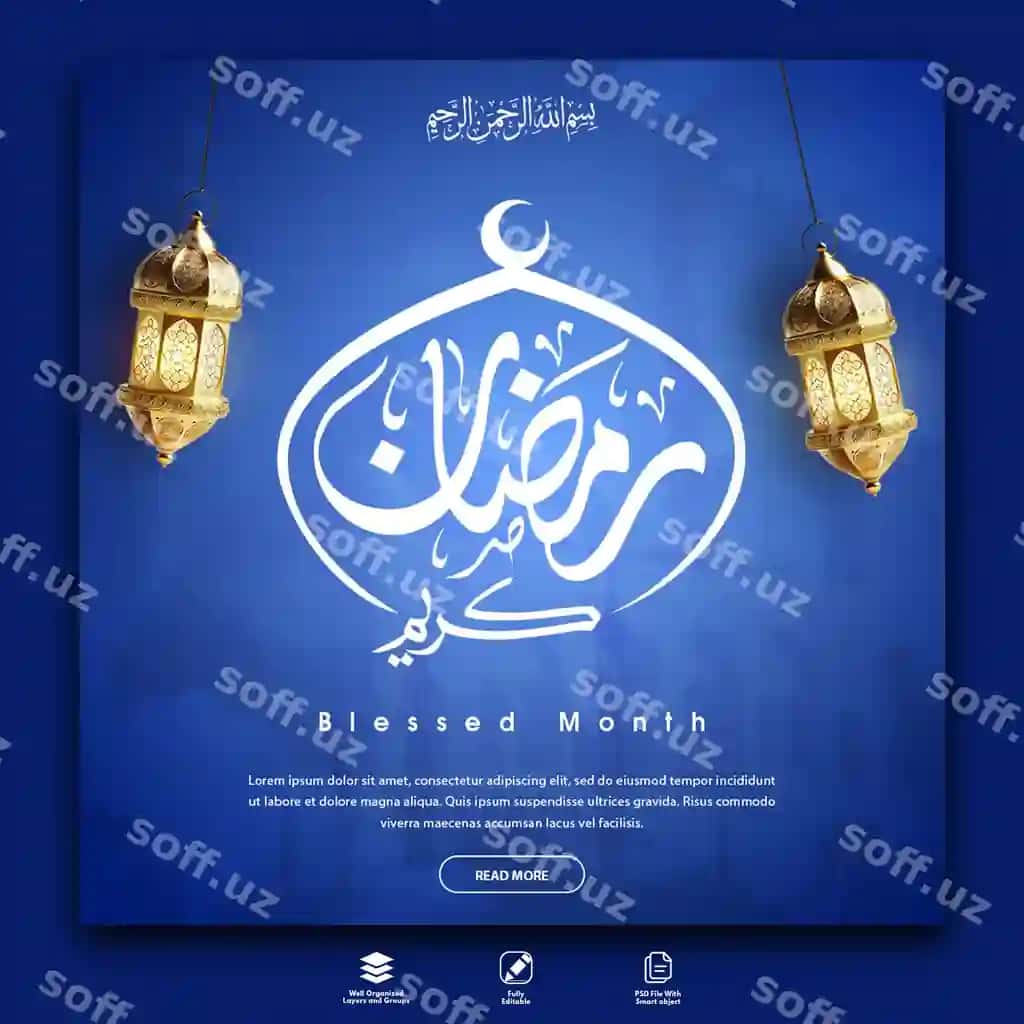 Go'zal Ramazon Instagram posti dizayni bepul psd fayli | Beautiful ramadan instagram post design free psd file