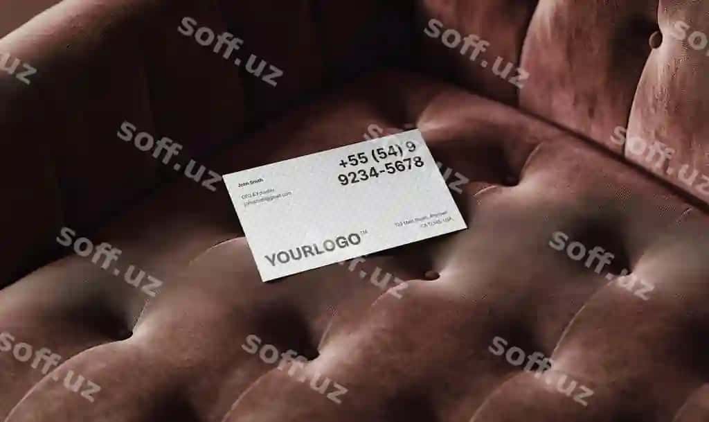 Elegant biznes karta namuna luks velyut sofa | Elegant business card mockup luxury velvet sofa